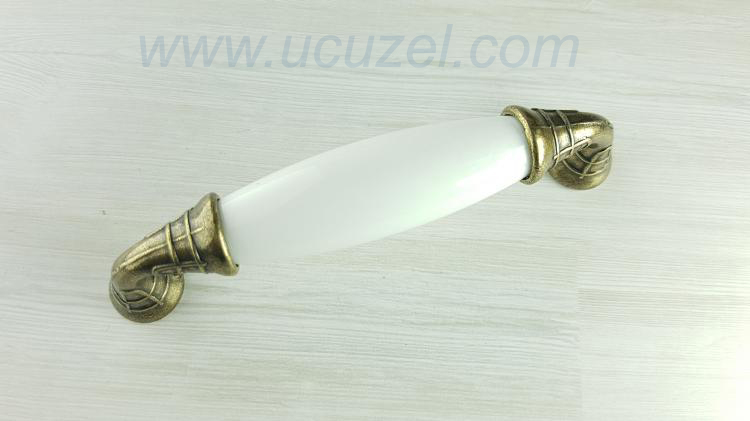 Beyaz 96 mm Antik Porselen Görünümlü Kulp Çekmece Kulplar Dolap Kulpu Kulpları